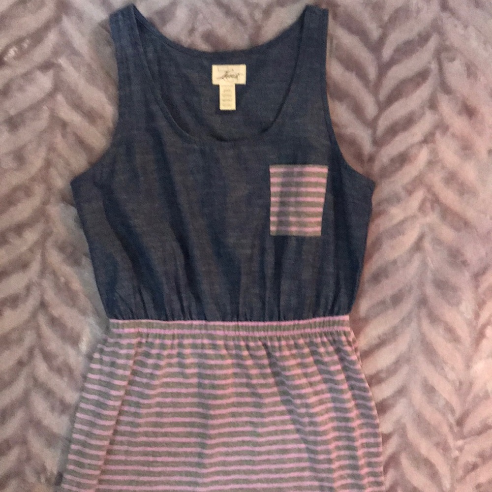 A denim and purple skirt Levi’s dress